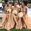 Mismatched Tulle Appliques A-line Long Cheap Bridesmaid Dresses, MRB0212