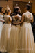 Mismatched Tulle Appliques A-line Long Cheap Bridesmaid Dresses, MRB0212