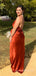 Spaghetti Straps Satin Mermaid Long Cheap Custom Bridesmaid Dresses, MRB0214