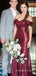 Burgundy Sequins Off Shoulder Mermaid Long Cheap Custom Sweetheart Bridesmaid Dresses, MRB0217