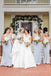 Mermaid Dusty Blue Strapless Long Cheap Custom Bridesmaid Dresses, MRB0218