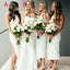 Mismatched White Satin Mermaid Long Cheap Custom Bridesmaid Dresses, MRB0219