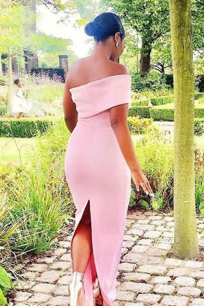 Simple Pink Satin Mermaid Long Cheap Custom Bridesmaid Dresses, MRB0220