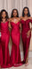 Mismatched Dark Red Satin Mermaid Long Cheap Custom Bridesmaid Dresses, MRB0221