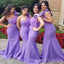 Gorgeous Mermaid One Shoulder Long Cheap Custom Purple Bridesmaid Dresses, MRB0235