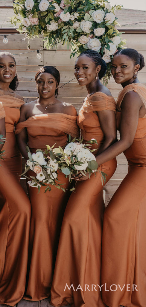 Elegant Mermaid Long Cheap Custom Bridesmaid Dresses, MRB0236