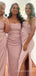 Elegant Cowl-neck Mermaid Long Cheap Custom Spaghetti Straps Satin Bridesmaid Dresses, MRB0241