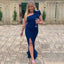 Moden One Shoulder Blue Mermaid Long Cheap Custom Bridesmaid Dresses, MRB0243