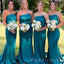 Strapless Satin Mermaid Long Cheap Custom Bridesmaid Dresses, MRB0245
