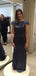 Navy Blue Sequins Mermaid Long Cheap Custom Bridesmaid Dresses, MRB0249