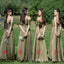 Mismatched Clover Satin Spaghetti Straps Long Cheap Custom Bridesmaid Dresses, MRB0250