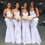 Sweetheart White Mermaid Long Cheap Custom Strapless Bridesmaid Dresses, MRB0251