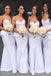 Sweetheart White Mermaid Long Cheap Custom Strapless Bridesmaid Dresses, MRB0251