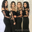 Off Shoulder Long Sleeves Black Mermaid Long Cheap Custom Bridesmaid Dresses, MRB0257