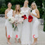 Mismatched White Satin Mermaid Long Cheap Custom Side Slit Bridesmaid Dresses, MRB0258