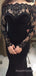 Long Sleeves Black Lace Mermaid Long Custom Bridesmaid Dresses, MRB0260