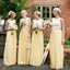 Yellow Chiffon Long Custom A-line Bridesmaid Dresses, MRB0261