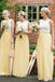 Yellow Chiffon Long Custom A-line Bridesmaid Dresses, MRB0261