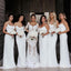 Spaghetti Straps Mermaid Cowl-neck White Long Custom Bridesmaid Dresses, MRB0262