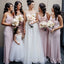 Simple Pink Mermaid Long Custom Cowl-neck Bridesmaid Dresses, MRB0263