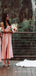 Pink Satin Simple Spaghetti Straps Mermaid Long Cheap Custom Side Slit Bridesmaid Dresses, MRB0276