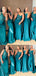 One Shoulder Mermaid Long Cheap Custom Blue Bridesmaid Dresses, MRB0277