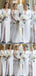 Deep V-neck White Mermaid Long Cheap Custom Long Sleeves Formal Bridesmaid Dresses, MRB0281