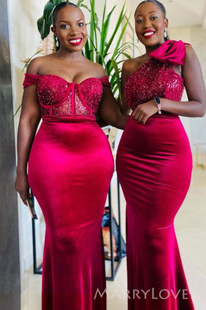 Mismatched Mermaid Satin Long Cheap Custom Bridesmaid Dresses, MRB0285