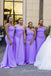 Mismatched Purple Mermaid Long Cheap Custom Bridesmaid Dresses, MRB0286