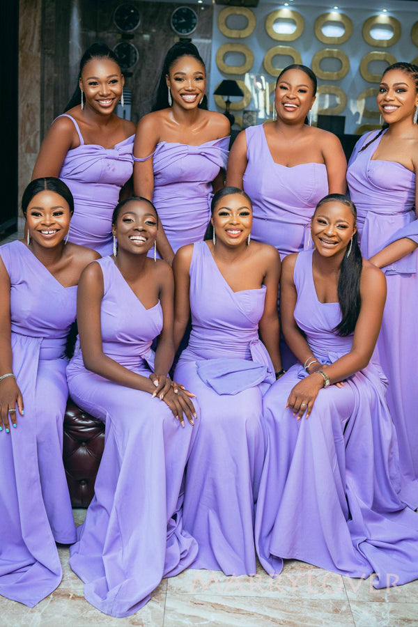 Mismatched Purple Mermaid Long Cheap Custom Bridesmaid Dresses, MRB0286