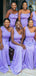 Mismatched Purple Mermaid Long Cheap Custom Bridesmaid Dresses, MRB0286