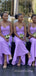 Simple Lilac Mermaid Spaghetti Straps Long Cheap Custom Sweetheart Bridesmaid Dresses, MRB0287