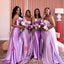 Mismatched Lilac Satin Mermaid Long Cheap Custom Bridesmaid Dresses, MRB0293