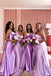 Mismatched Lilac Satin Mermaid Long Cheap Custom Bridesmaid Dresses, MRB0293