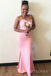 Pink Spaghetti Straps Mermaid Long Cheap Custom Sweetheart Bridesmaid Dresses, MRB0296