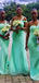 One Shoulder Mint Green Long Mermaid Custom Bridesmaid Dresses, MRB0306