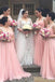 Pink Chiffon A-line Long Custom Bridesmaid Dresses, MRB0309