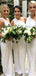 One Shoulder White Long Cheap Custom Bridesmaid Dresses, MRB0320