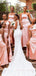 Mismatched Pink Satin Mermaid Long Cheap Side Slit Bridesmaid Dresses, MRB0329