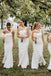 Mermaid White Long Cheap Custom Bridesmaid Dresses, MRB0340