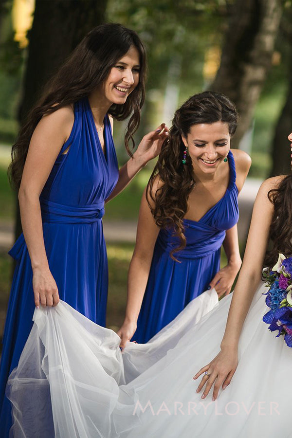 Mismatched A-line Long Cheap Custom Bridesmaid Dresses, MRB0342