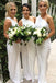 Popular White Jersey Mermaid  Long Custom One Shoulder Bridesmaid Dresses, MRB0114