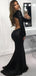 Mermaid Black Long Sleeves Sequin Evening Party Dresses, Long Prom Dresses, OL105