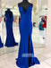 Mermaid V-neck Spaghetti Strap Side Slit Long Prom Dresses, OL007