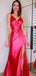 Sexy Side Slit V neck Long Prom Dresses, Cheap Evening Prom Dresses, PY018