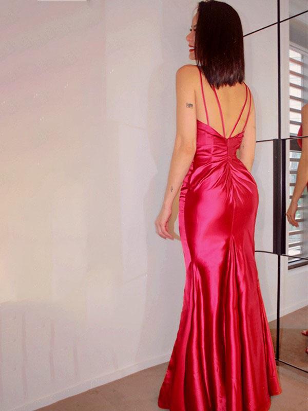 Sexy Side Slit V neck Long Prom Dresses, Cheap Evening Prom Dresses, PY018