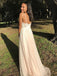 A-line Lace Sleeveless V Neck Evening Prom Dresses, Long Prom Dresses, OL089