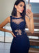 Mermaid Lace Sleeveless Long Evening Prom Dresses, Cheap Prom Dresses, PY025