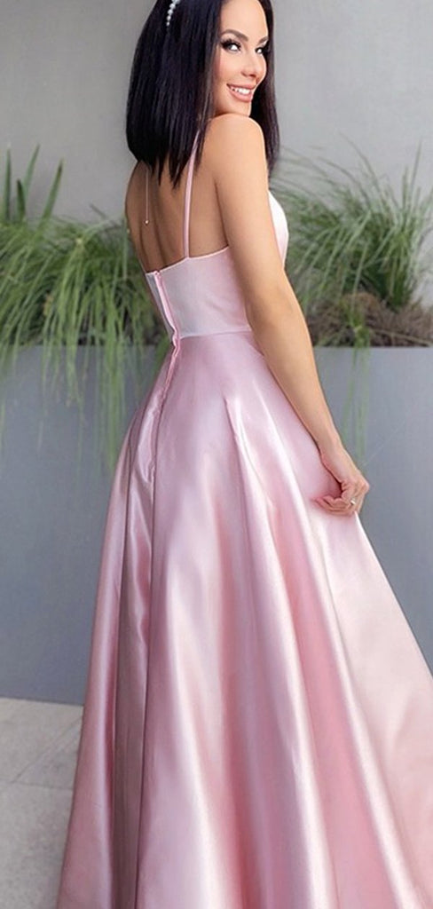 Simple A-line V Neck Long Evening Prom Dresses, Cheap Prom Dresses, PY028