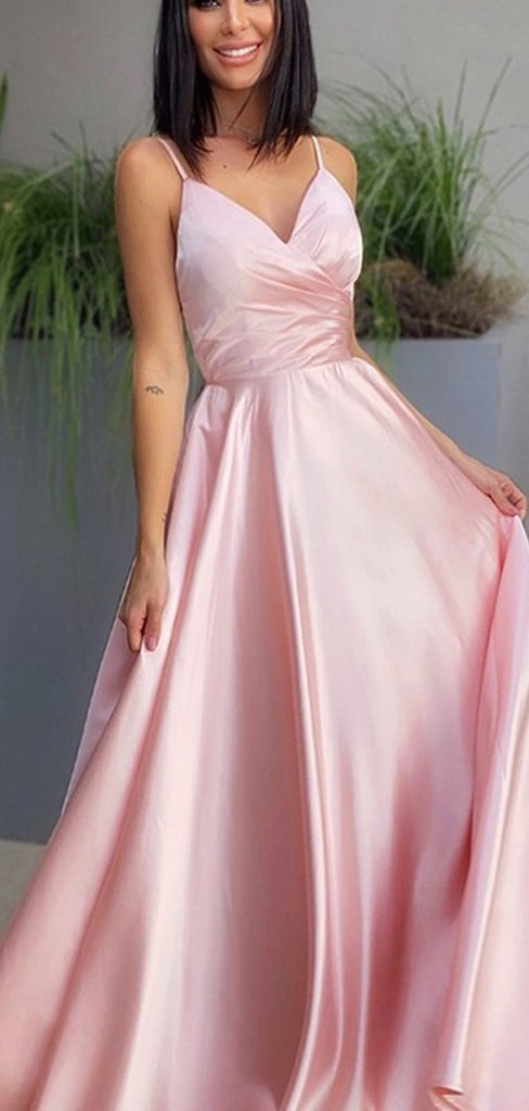 Simple A-line V Neck Long Evening Prom Dresses, Cheap Prom Dresses, PY028